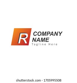 Initial Letter R Logo with Square. Design Vector Illustration Template