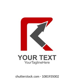 Initial letter R logo template colored red arrow up design for business and company identity