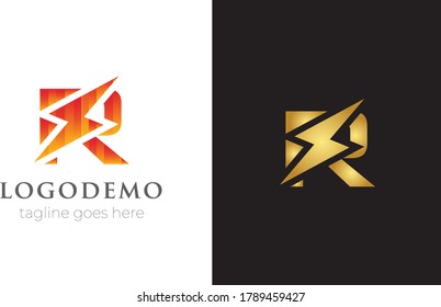 Letra inicial R plantilla de logotipo con icono de potencia. Esta fuente con identidad de perno eléctrico, vector de logotipo de movimiento y trueno de velocidad.
Monograma automotriz, marca de logotipo mínima, diseño conceptual abstracto.