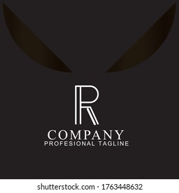 Initial letter r  logo vector design template. gold letter isolated on black background. Can be used for company logo or symbol, on modern style