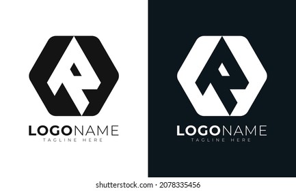 Initial letter r logo vector design template. With Hexagonal shape. Polygonal style.