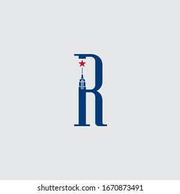 Initial letter R logo.new york city logo design, Empire State Building letter logo