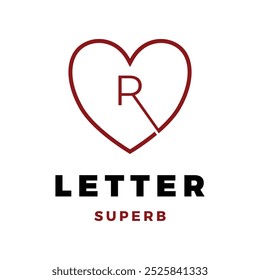 Initial Letter R Love Icon Logo Design Template