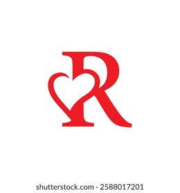 initial letter r with love valentine day