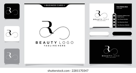 Letra inicial R diseño de logotipo de lujo Vector