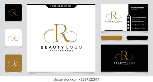 Initial letter R luxury Logo design Vector