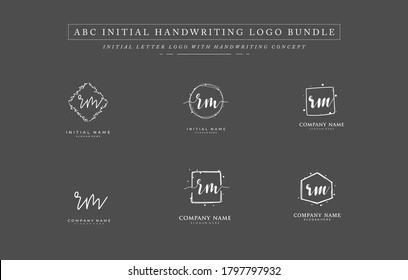 Initial letter R M RM bundle for identity and logo. Vector logo template with handwriting and signature style.