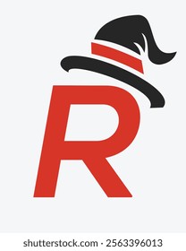 Initial Letter R Magic Hat Logo Design Concept For Magic Fantasy Symbol