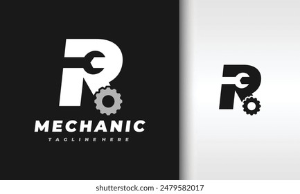 letra inicial R logotipo mecánico