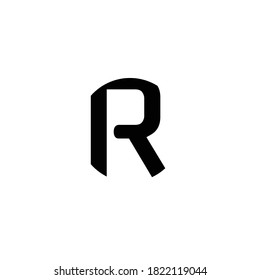 Initial Letter R Modern Style with black and white color.