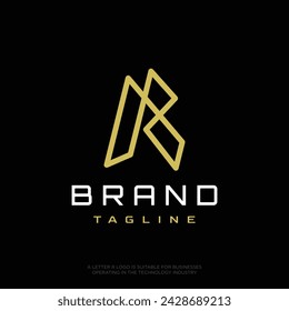 Initial Letter R modern technology logo design template vector illustration