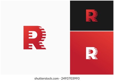 Letra inicial R Monograma movimiento efecto de sombra geométrica Vector logo diseño ilustración