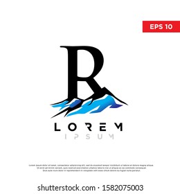 initial letter r mountain logo. modern icon, template design