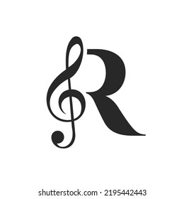 Initial Letter R Music Logo. Dj Symbol Podcast Logo Icon Vector Template