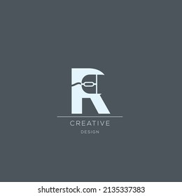Initial letter R NEGATIVE SPACE logo vector icon