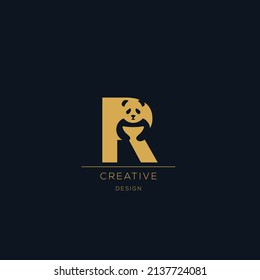 Initial letter R NEGATIVE SPACE logo vector icon