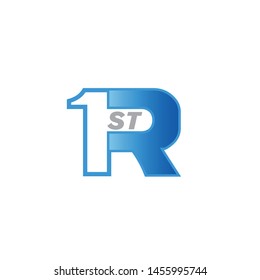 Initial letter R and number 1 logo design vector