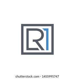 Initial letter R and number 1 logo design vector