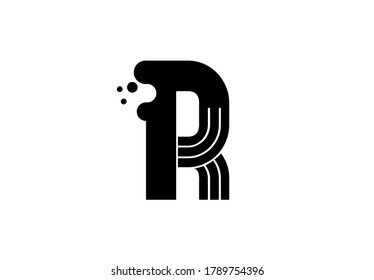 Initial Letter R Overlap Linear Bold Monogram Dots Logotype