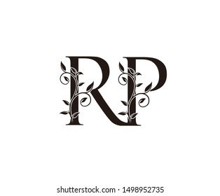 Initial letter R and P, RP, vintage Logo Icon, classy black letter monogram logo icon suitable for boutique,restaurant, wedding service, hotel or business identity.