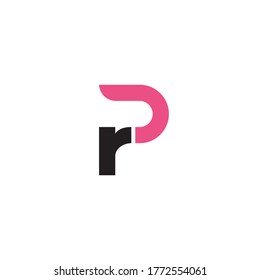 initial letter r and p, rp, pr logo, lowercase monogram line art style design template