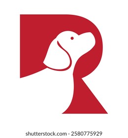 Initial Letter R Pet Logo Concept With Dog Head Symbol Vector Template