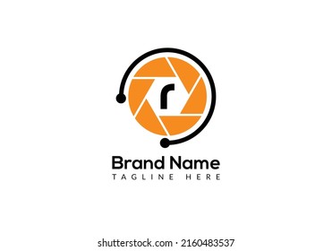 Initial Letter R Photography Logo Camera lens Concept. Photography Logo Combined R Letter Camera Sign Logo