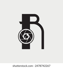Initial Letter R Photography Logo Camera lens Design Concept.