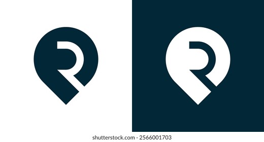Initial Letter R Pin Logo Design Vector. Simple logos, icons, illustrations, symbols.