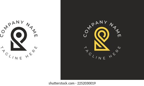 initial Letter R Pin Map Location Logo Concept sign icon symbol Element Design. Mark, Place, Geotag, Pinpoint Logotype. Vector illustration template