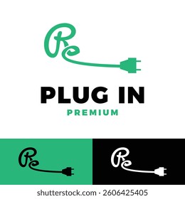initial letter r plug in icon vector logo template illustration design