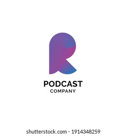 Initial Letter R with Podcast Logo Design 3D logo