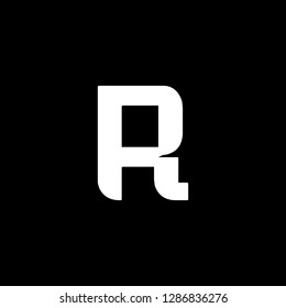 Initial letter R PR RP minimalist art logo, white color on black background.