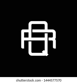 Initial letter R and Q, RQ, QR, overlapping interlock monogram logo, white color on black background