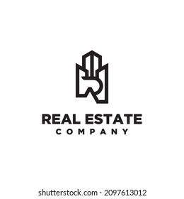 Initial Letter R Real Estate logo design template vector illustration