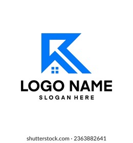 letra inicial R inmobiliaria y diseño del logotipo de la casa ilustración vectorial