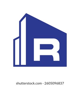 Initial Letter R Real Estate Logo Concept With City Building Symbol Vector Template
