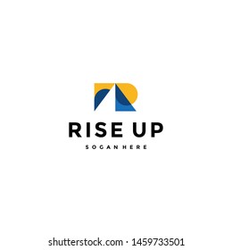 Initial Letter R For Rise Up Logo Template