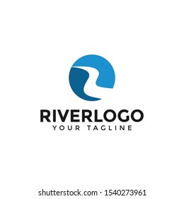 Initial of Letter R River, Creek Logo Design Template