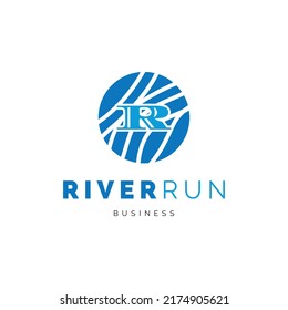 Initial letter R river run icon logo design inspiration