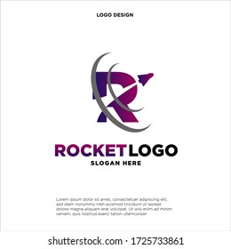 Letra inicial diseño del logotipo del cohete R