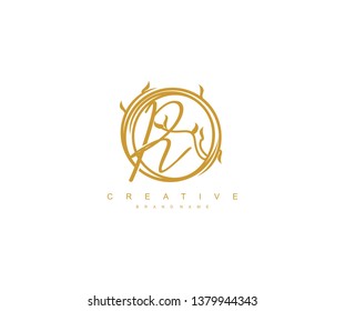 Initial Letter R Rounded Flourishes Monogram Signature Logo