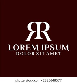 Initial-Buchstaben-R- oder RR-Logo-Vorlage mit luxuriöser Vintage-Illustration in einfarbigem Design-Monogramm-Symbol