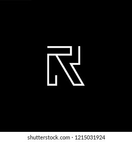 Initial letter R RR minimalist art logo, white color on black background.