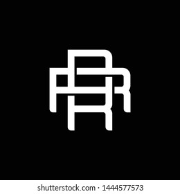 Initial letter R and R, RR, overlapping interlock monogram logo, white color on black background