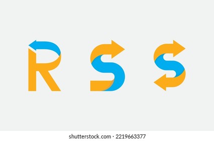 initial Letter R and S Arrow Logo Concept sign icon symbol Element Design. Financial, Business, Trade, Consulting Logotype. Vector illustration