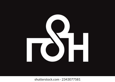 Plantilla de diseño de la letra inicial r s h logotipo logotipo creativo y profesional infinito logotipo en fondo negro
