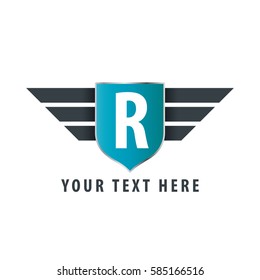 Initial Letter R Shield Icon Design Logo Template
