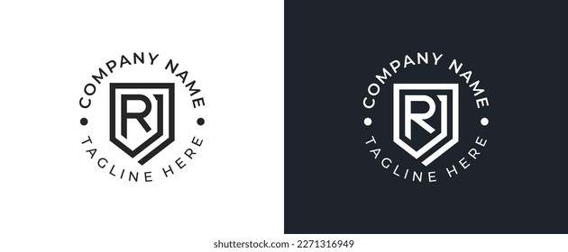 initial Letter R Shield Monogram Logo Concept symbol icon sign Element Design. Cyber, Security, Protection, Guardian Logotype. Vector illustration template