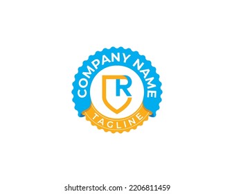 initial Letter R Shield Stamp Badge Logo Concept sign icon symbol Design Element. Safety, Security and Defense Logotype. Vector illustration template